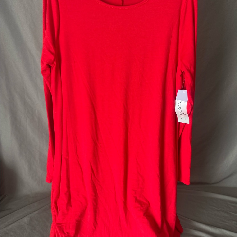 Red Long Sleeve Swing Dress